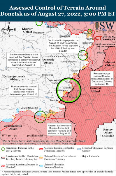 Карта войны на Донбассе 27.08.2022