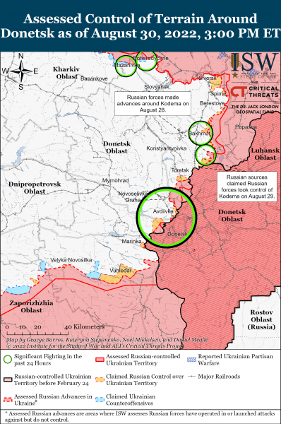 Карта войны на Донбассе 30.08.2022г.