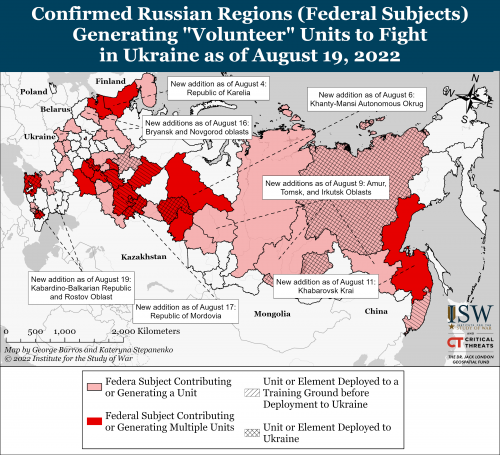 Карта мобилизации в России 19.08.2022