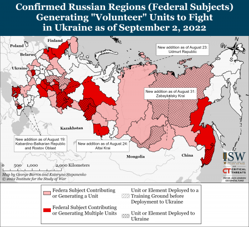 Карта мобилизации в России 02.09.2022