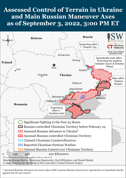 Карта обороны Украины от путинских захватчиков 03.09.2022г.