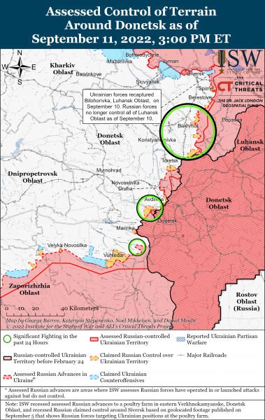 Карта войны в Донецкой области 11.09.2022