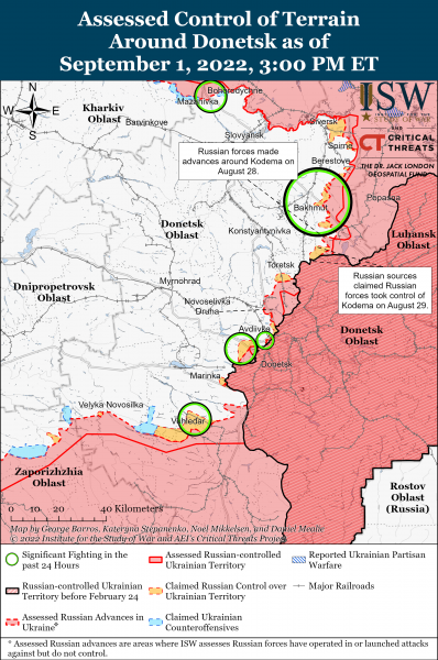 Карта войны на Донбассе 01.09.2022