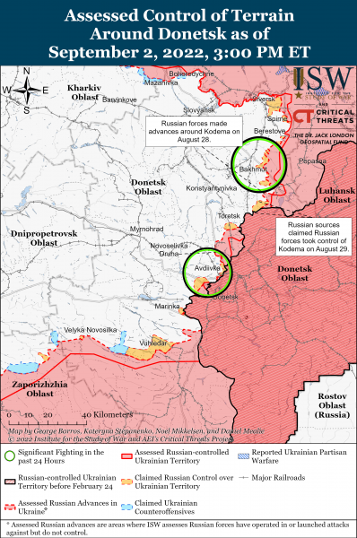 Карта войны на Донбассе 02.09.2022