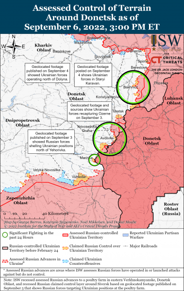 Карта войны на Донбассе 06.09.2022