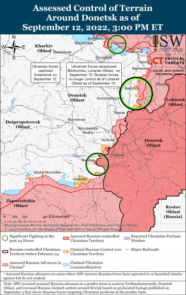 Карта войны на Донбассе 12.09.2022