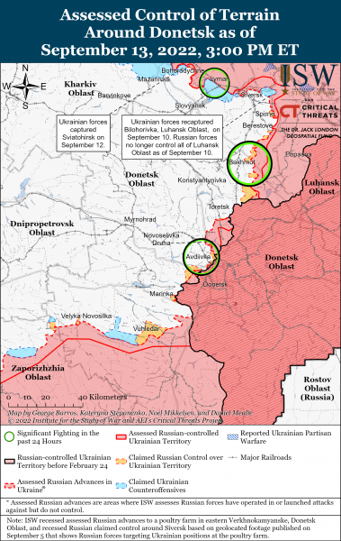 Карта войны на Донбассе 13.09.2022