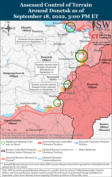 Карта войны на Донбассе 18.09.2022
