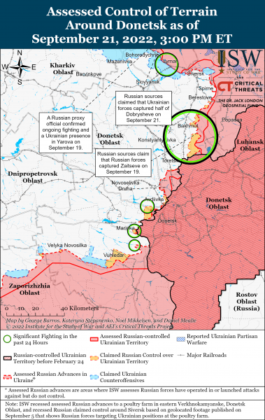 Карта войны на Донбассе 21.09.2022