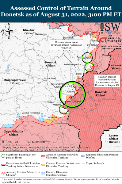 Карта войны на Донбассе 31.08.2022г.