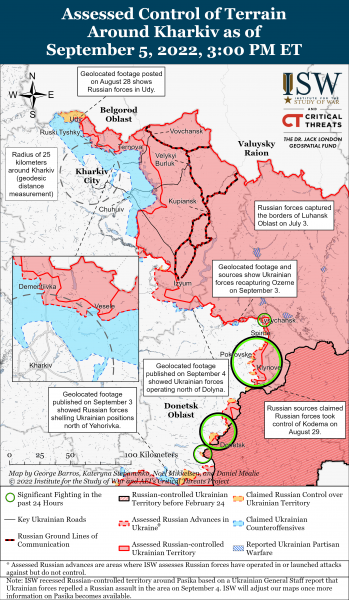 Карта войны на Харьковщине 05.09.2022