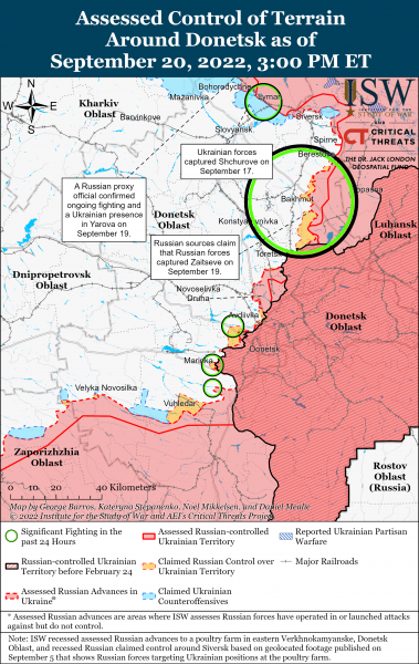 Карта войны в Донецкой области 20.09.2022