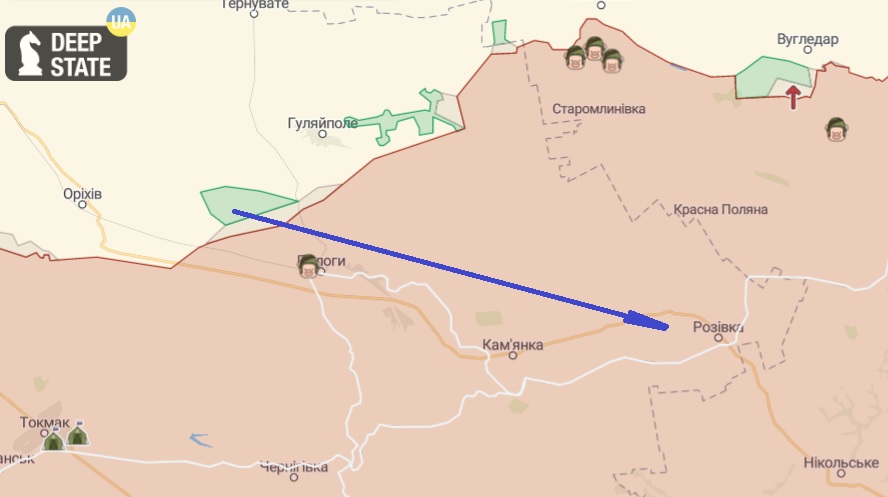 ВСУ прорывается к Розовке, вероятно готовится удар из Угледара на юг
