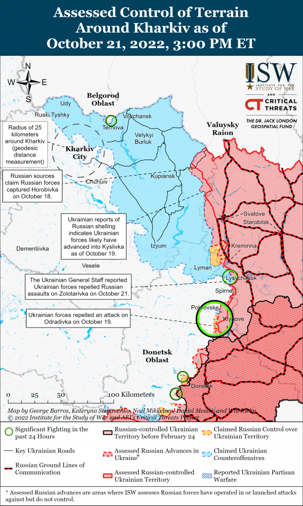 Карта контрнаступления в Харьковской и Луганской областях 21.10.2022
