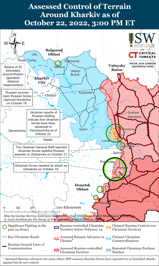 Карта контрнаступления в Харьковской и Луганской областях 22.10.2022