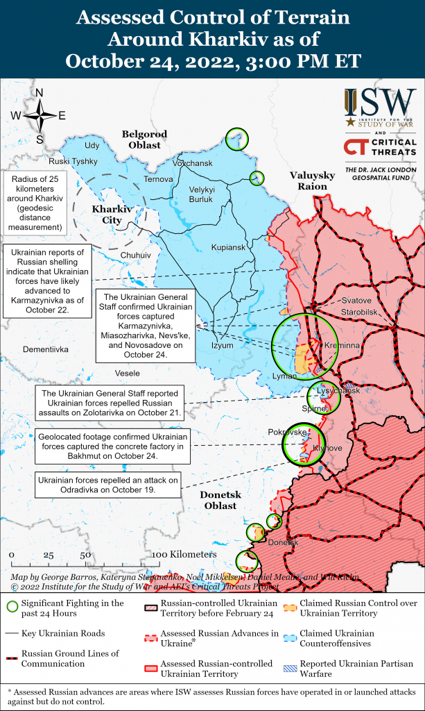 Карта контрнаступления в Харьковской и Луганской областях 24.10.2022