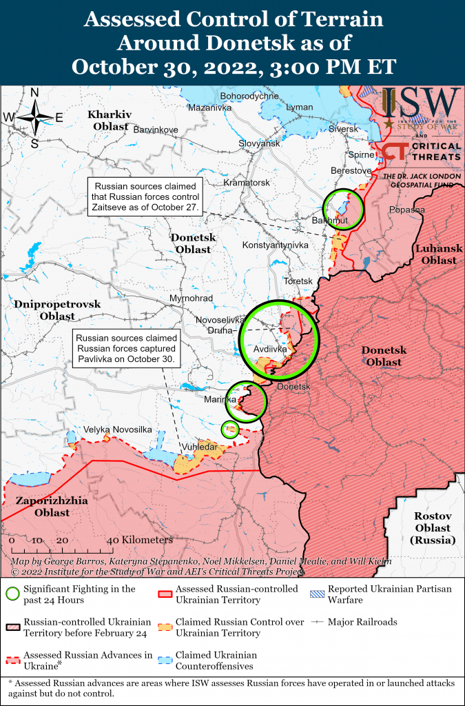 Карта обороны Донбасса 30.10.2022