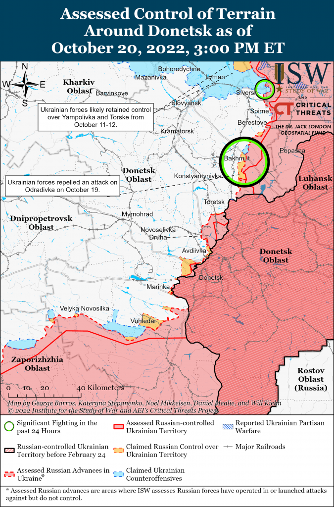 Карта войны на Донбасса 20.10.2022