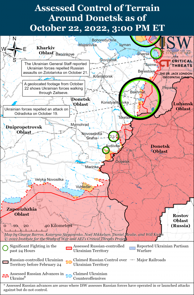 Карта войны на Донбассе 22.10.22
