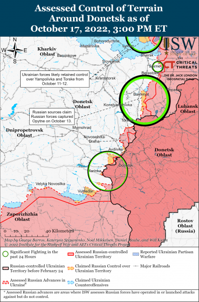 Карта войны в Донецкой и Луганской областях 17.10.2022