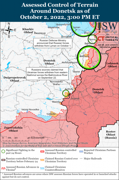 Карта войны в Донецкой области 02.10.2022