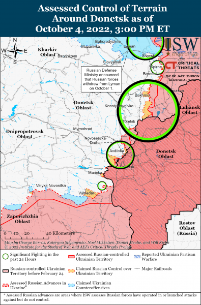Карта войны в Донецкой области 04.10.2022