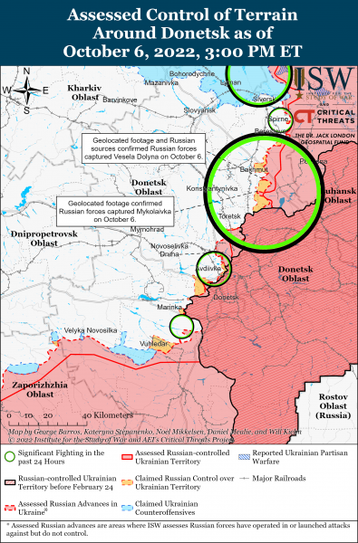 Карта войны в Донецкой области 06.10.2022