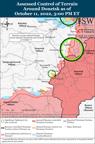 Карта войны в Донецкой области 11.10.2022