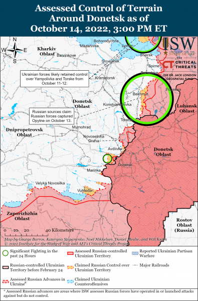 Карта войны в Донецкой области 14.10.2022