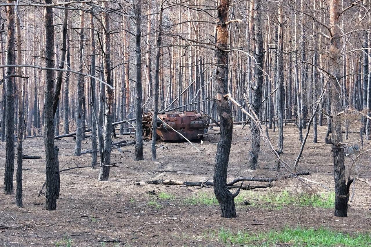 сгорела техника и лес