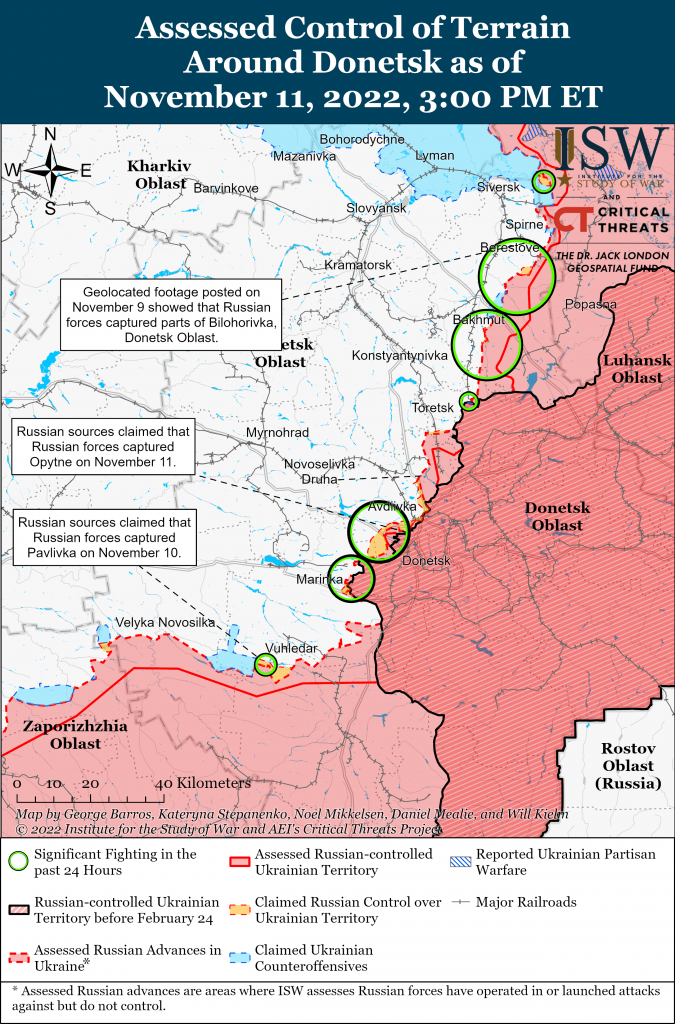 Карта обороны Донбасса 11.11.2022