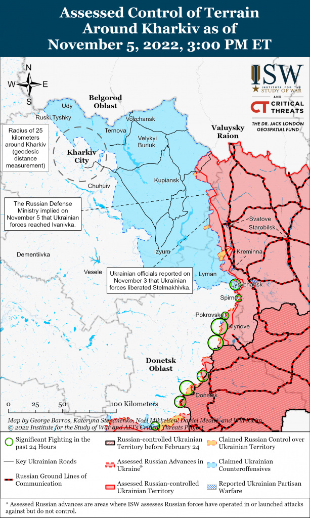 Карта контрнаступления Украины в Харьковской и Луганской областях 05.11.2022