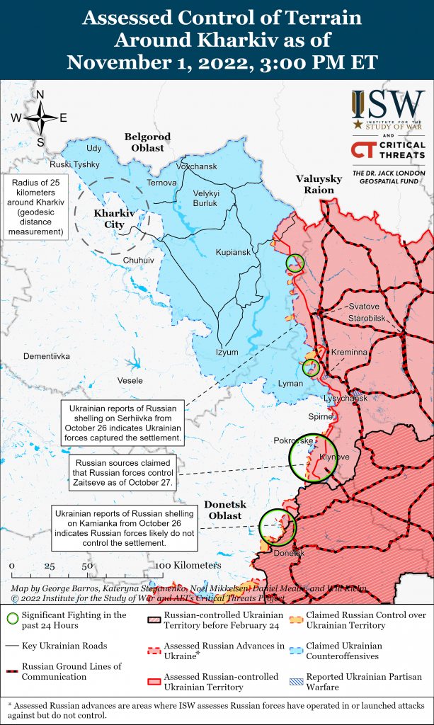 Карта контрнаступления в Харьковской, Луганской областях 01.11.2022