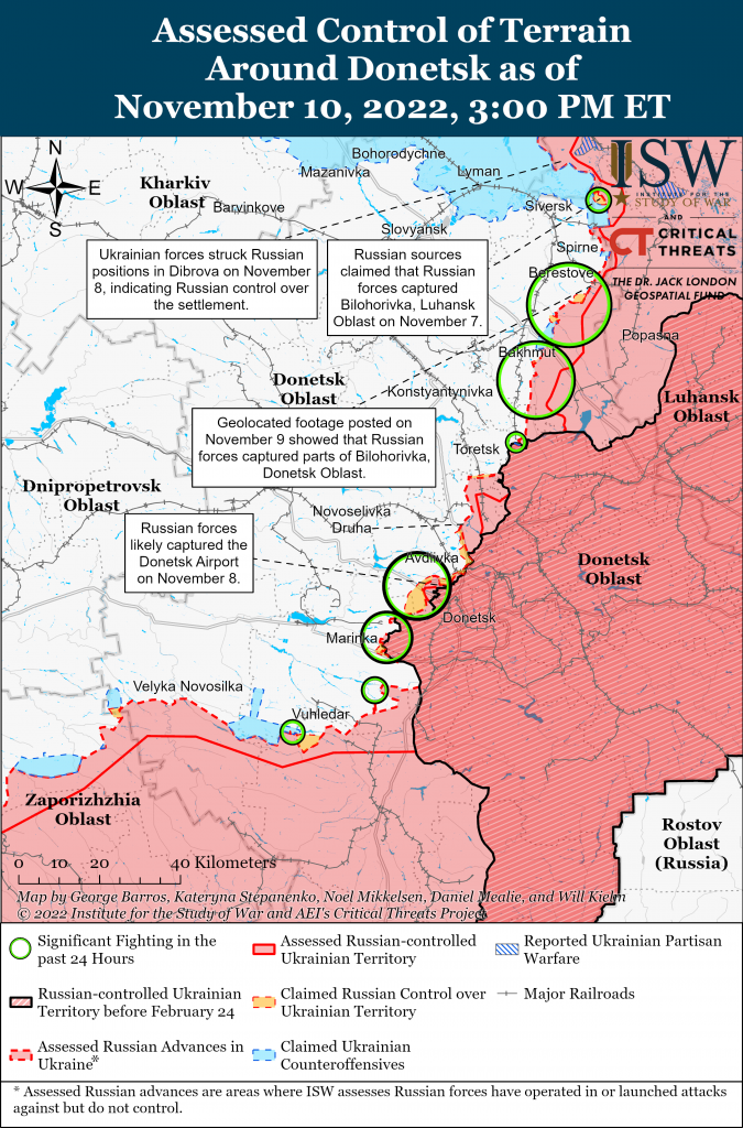 Карта обороны Донбасса 10.11.2022