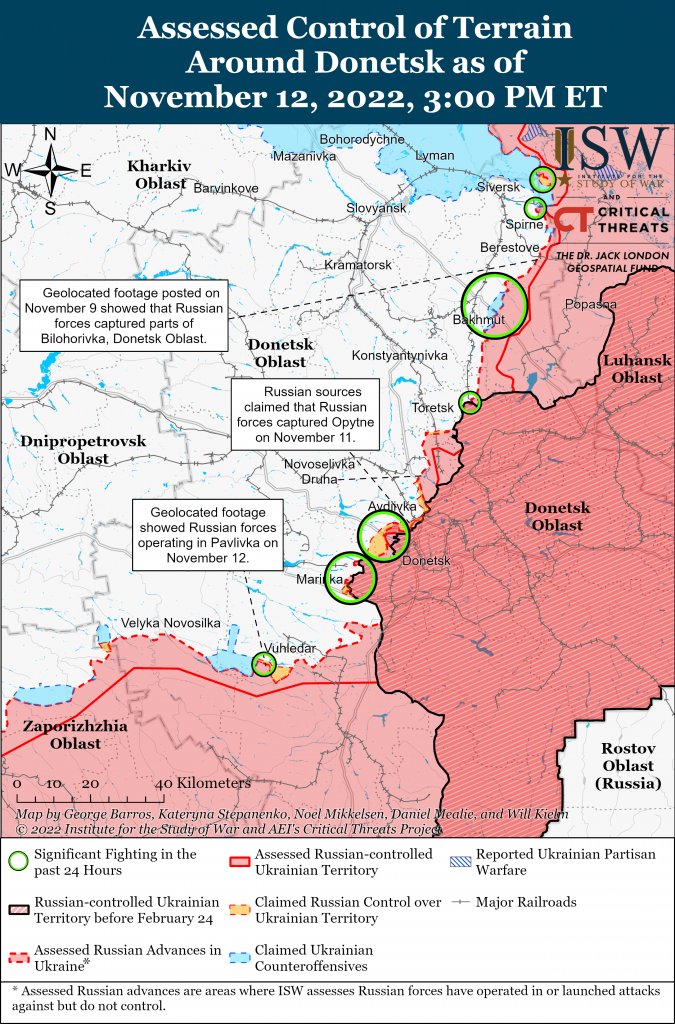 Карта обороны Донбасса 12.11.2022