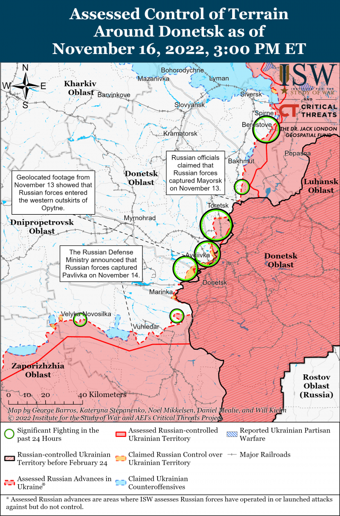 Карта обороны Донбасса 16.11.2022