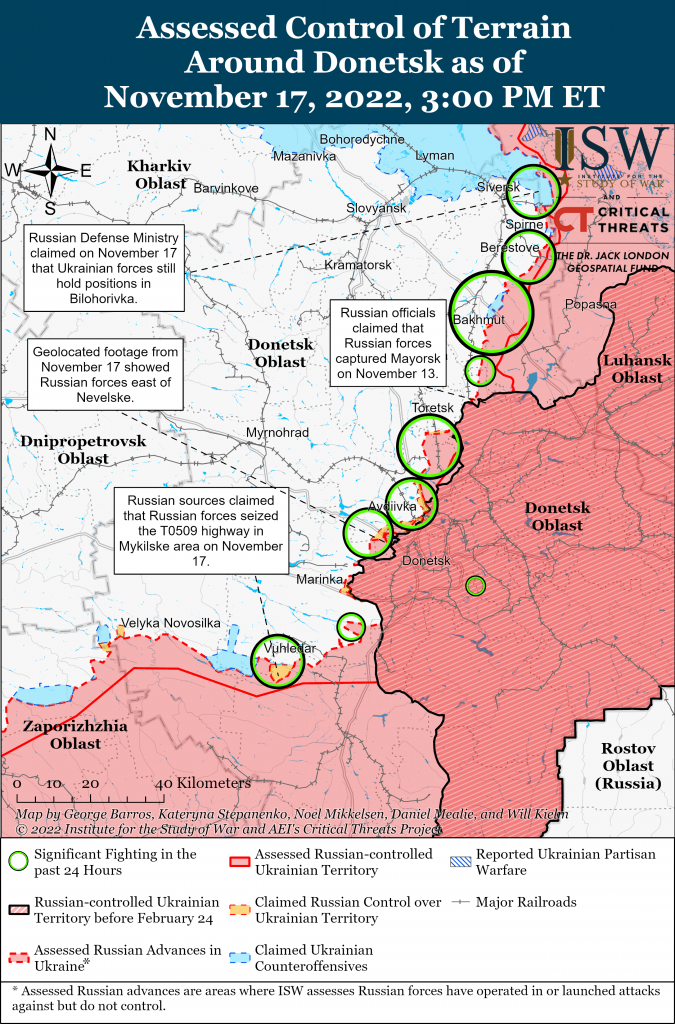 Карта обороны Донбасса 17.11.2022