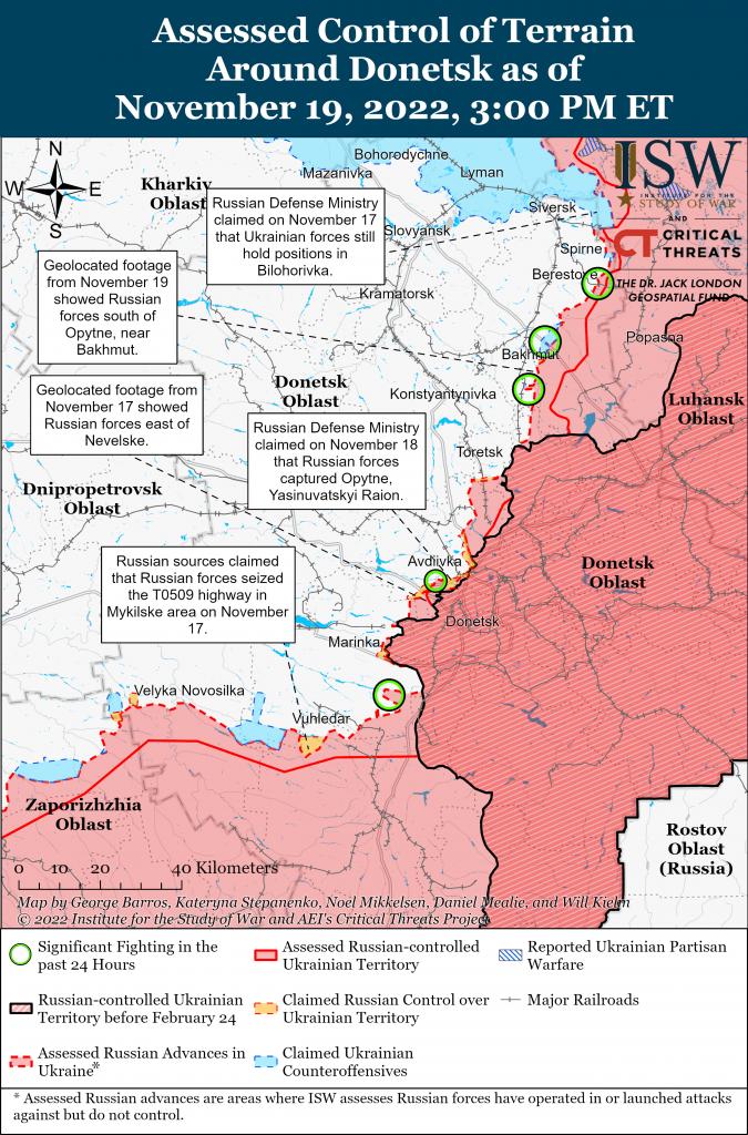 Карта обороны Донбасса 19.11.2022