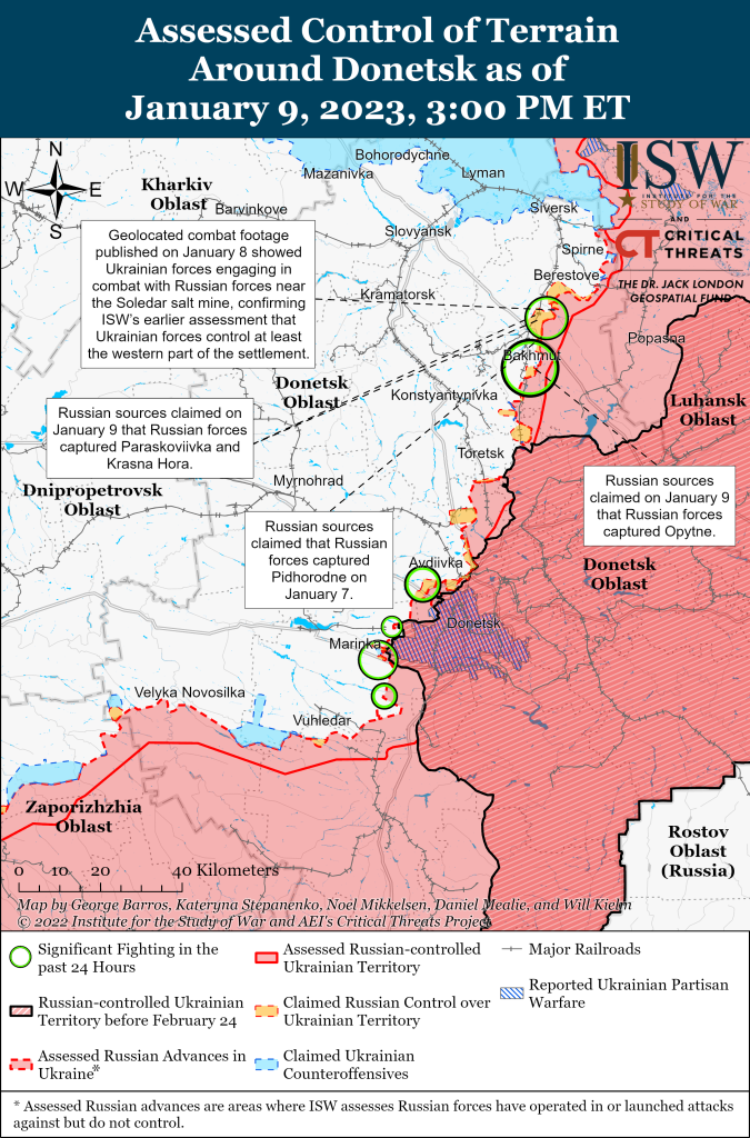 Донбасс карта войны 8-9 января 2023