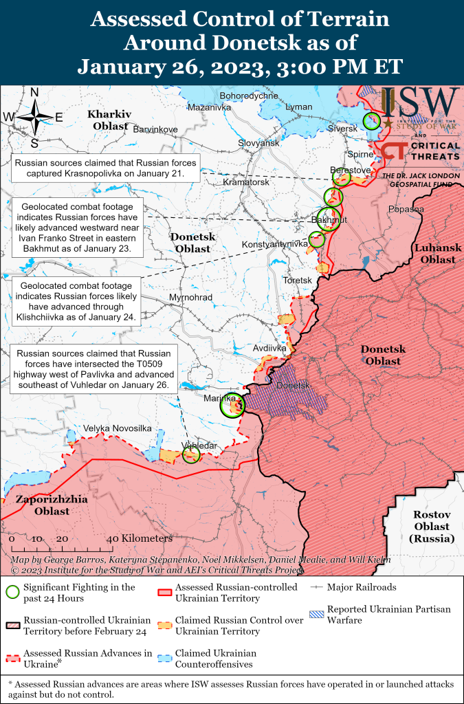Карта обороны Донбасса 26.01.2023