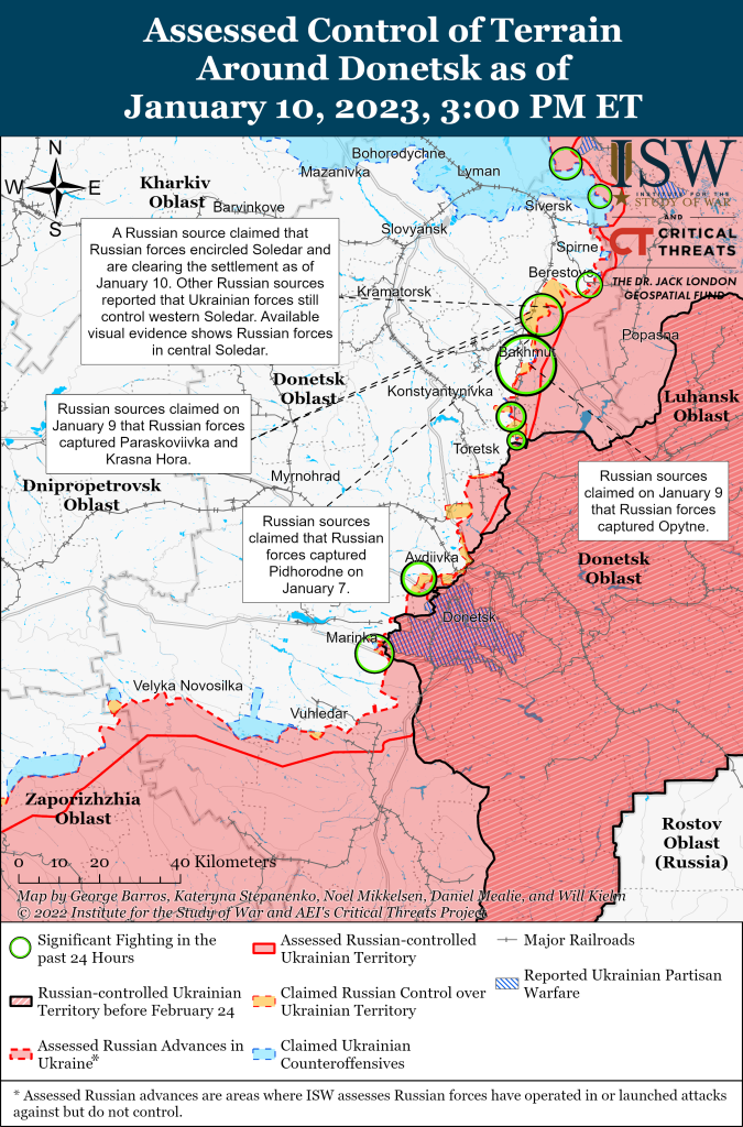 Карта войны на Донбассе 10.01.2023