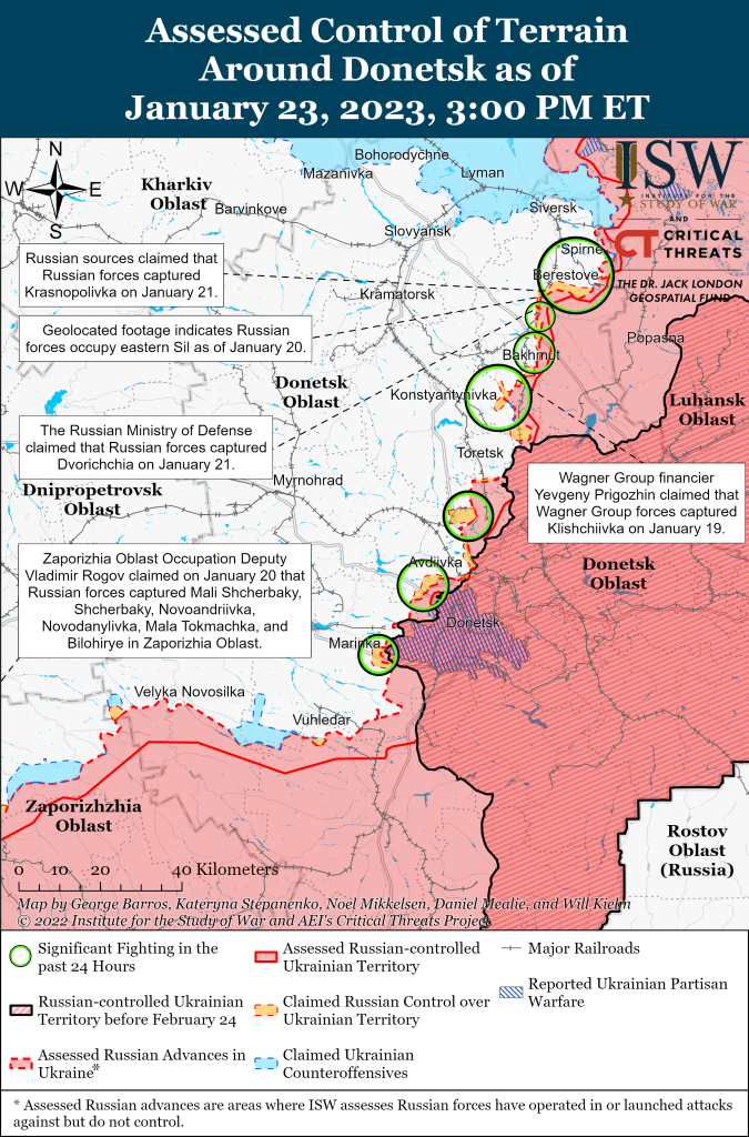 Карта войны на Донбассе 23.01.2023