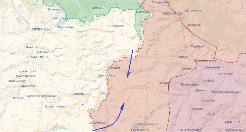 Возможное контрнаступление Бахмут-Соледар
