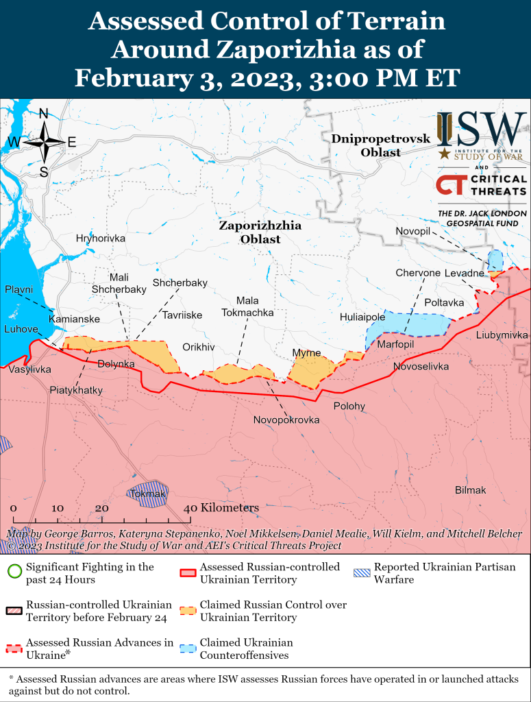Карта войны в Запорожской области 03.02.2023