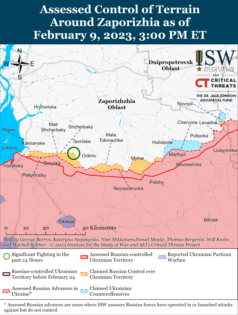 Карта войны в Запорожской области 09.02.2023