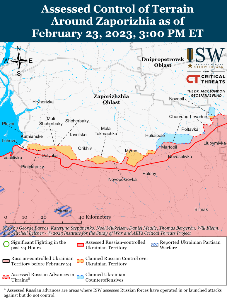 Карта войны в Запорожской области 23.02.2023