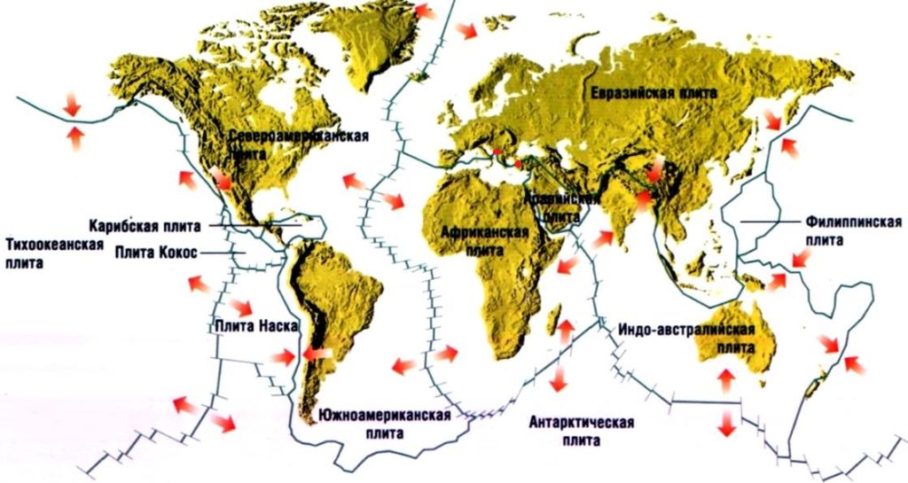 Землетрясения относительно тектонических плит