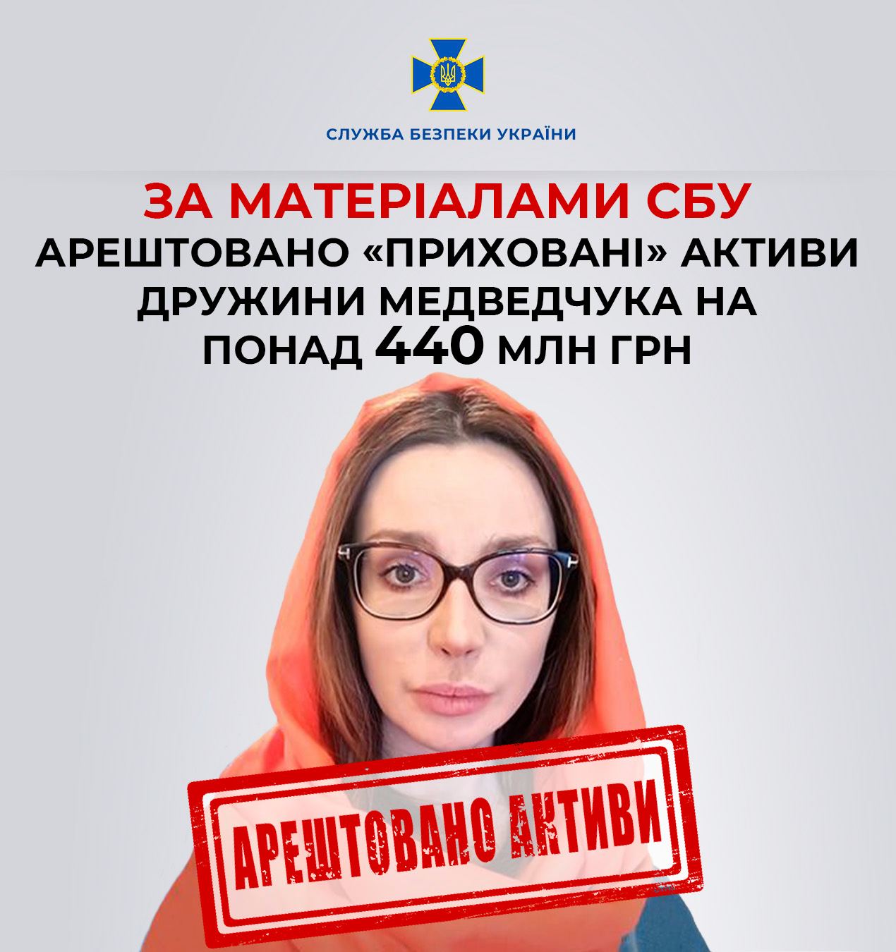 арестованы активы Оксаны Марченко