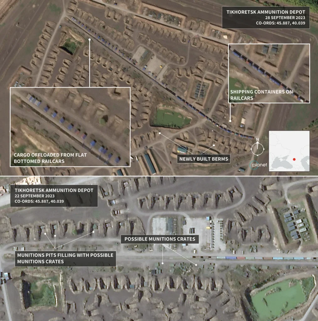 Спутниковые снимки Тихорецкого склада боеприпасов и активная работа там