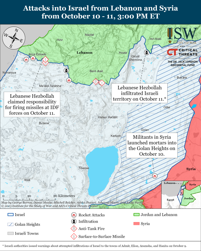 Война в Израиле. Атаки Израиля со стороны Ливана и Сирии 10-11 октября 2023